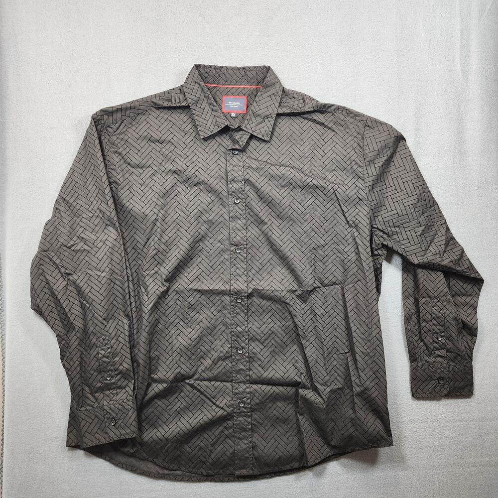 Six Lincoln New York Mens Shirt 3X Black Geometric Long Sleeve Button Up Texture